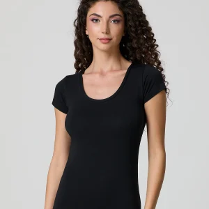 T-shirt scollo tondo in cotone modal