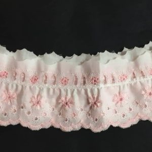 8 metri - Pizzo sangallo arricciato con passanastro art. 43468 altezza 6cm - passamaneria san gallo smerlato