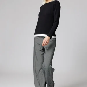 Pantalone svasato in tessuto jacquard