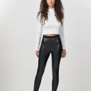 Leggings similpelle con fascia elasticizzata