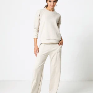 Pantalone dritto in felpina con tasche