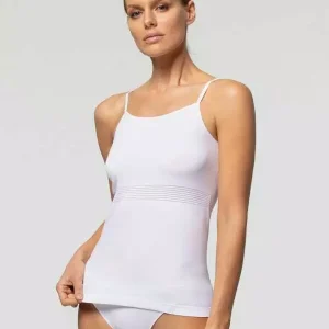Pompea - 3 top canotta spalla stretta donna Seamless microfibra seza cuciture finiture piatte leggera