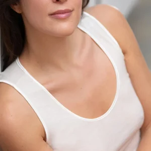 Madiva - canottiera spalla larga da donna lana seta Sara maglietta intima canotta maglia bordo raso liscio