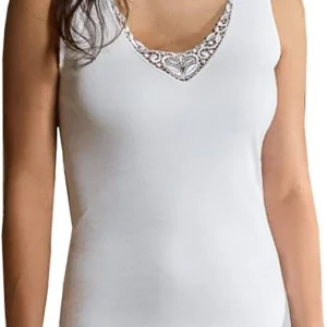 Nottingham - Canottiera vogatore spalla larga da donna con pizzo 100% puro cotone canotta intima art. VL4311W