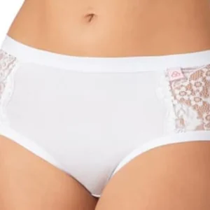 6 slip midi da donna cotone bielastico elasticizzato DS351 elastico interno con pizzo