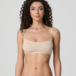 Top brassiere con spalline in cotone modal