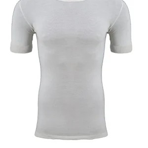 Madiva - Maglia girocollo da uomo mezza manica lana vergine vesuvio T-SHIRT intimo tubolare pesante trattamento irrestringibile canottiera manica corta