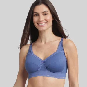 Reggiseno senza ferretto blu cobalto Criss Cross Cotone Bio
