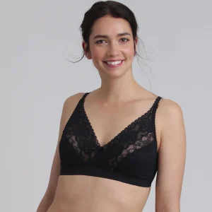 Reggiseno senza ferretto nero Flowery Lace Riciclato
