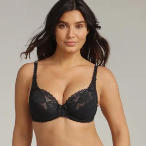 Reggiseno con ferretto nero Flowery Lace Riciclato