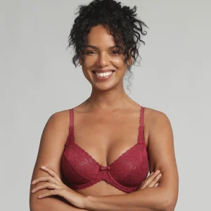 Reggiseno con ferretto rosso carminio Flowery Lace Riciclato