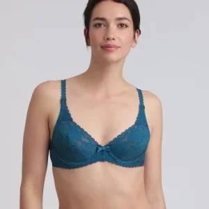 Reggiseno con ferretto verde pino Flowery Lace Riciclato