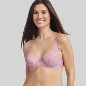 Reggiseno a balconcino con ferretto rosa orchidea Flowery Lace Riciclato