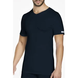 3 maglie t-shirs elasticizzate collo a V da uomo mezza manica cotone elastico Pierre Cardin PCU101 scollo punta