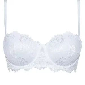 Lormar - Reggiseno fascia graduata pizzo Deluxe da donna preformato imbottito con ferretto spalline staccabili chiusura sel retro