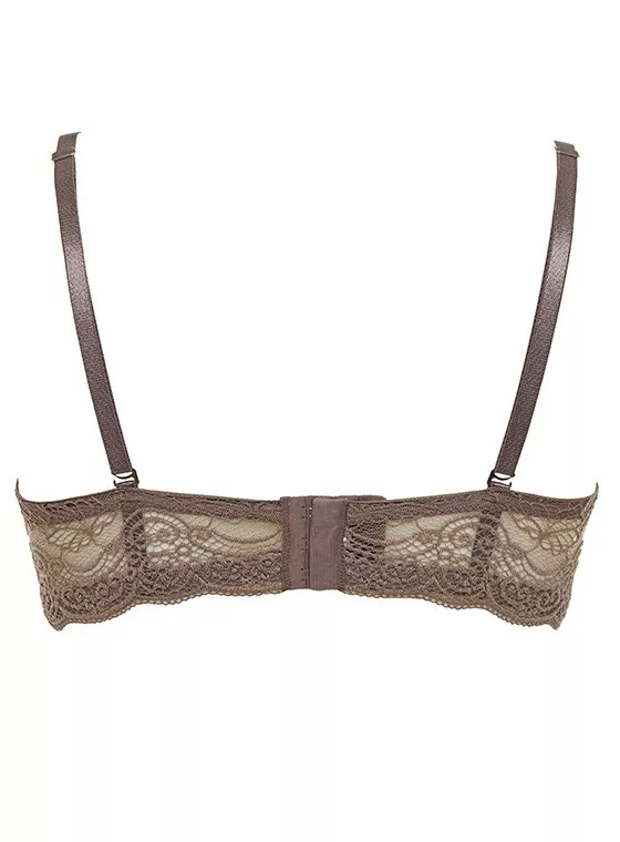 Lormar - Reggiseno da donna fascia balconcino super push up più 2 taglie Double Extra con pizzo con ferretto chiusura sul retro con scollo profondo imbottito senza spalline sfilabili staccabili - immagine 7