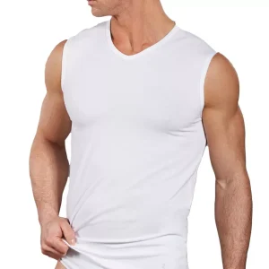 Navigare - 3 canottiere elasticizzate intime scollo a V vogatori elastiche da uomo canotte smanicate cotone bielastico 575 maglie collo a punta