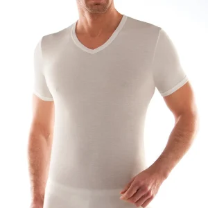 Liabel - Maglia scollo a V da uomo mezza manica corta lana cotone 0532153 intimo collo a punta 05321 53