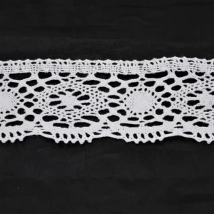 10 metri pizzo cotone art. 9265 altezza 5 cm passamaneria merletto ricamo nastro smerlato punta media tipo uncinetto traforato
