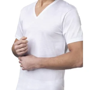 Nottingham - Maglia intima scollo a V da uomo mezza manica corta cotone filo di scozia TV1702 T-Shirt collo punta