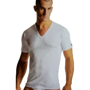 Navigare - 3 maglie intime scollo a V profondo da uomo mezza manica in cotone 515 collo punta