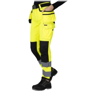 Pantaloni Alta Visibilità Donna Multitasche Giallo/Nero – EN ISO 20471
