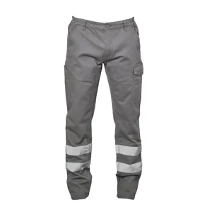 Pantalone da Lavoro in Cotone Elasticizzato con Doppia Banda Rifrangente – 260 g/m²