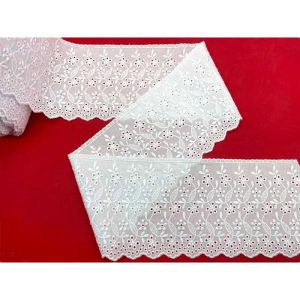 10 metri Pizzo sangallo art. 4BF32 altezza 13cm Passamaneria San gallo Bianco Ricamo Fiore Smerlato balza unica