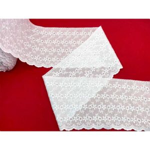 10 metri Pizzo sangallo art. 4BF37C altezza 14cm Passamaneria San gallo Bianco Ricamo Fiore Smerlato balza unica