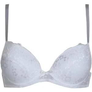 Gian Marco Venturi - reggiseno push up balconcino imbottito con gel in pizzo zircone con ferretto coppa B da donna preformato spalline sottili chiusura sul retro gmv